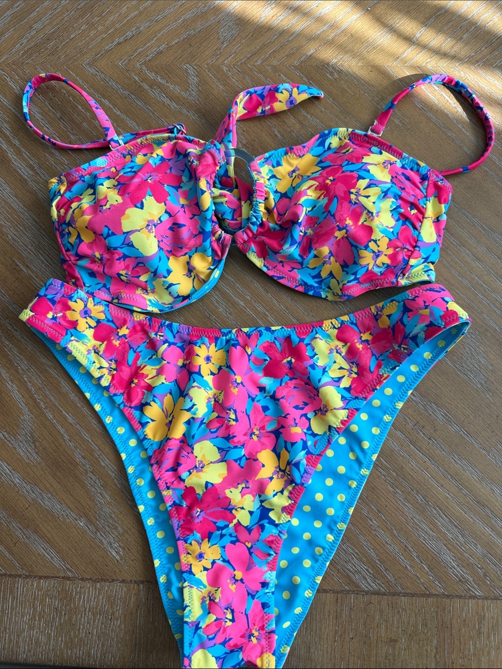 Source Unknown Pink & Blue Floral Women's Bikini Set